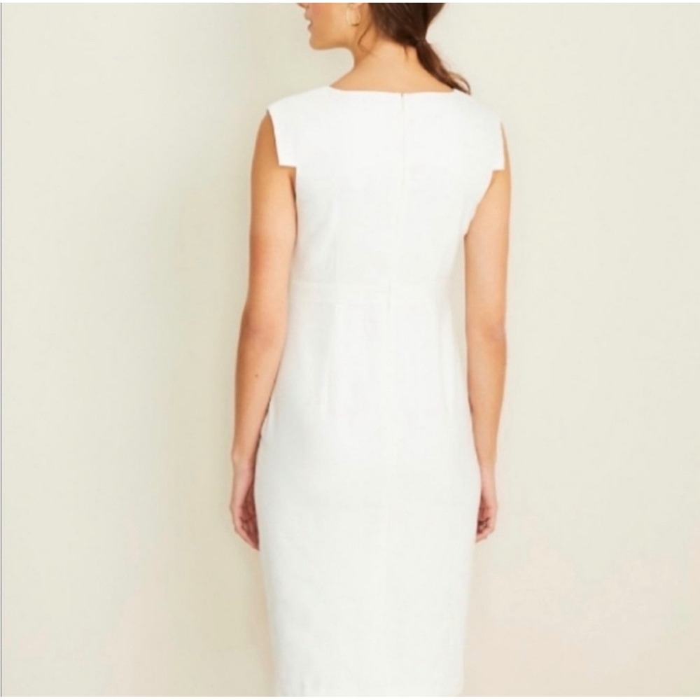 Ann Taylor Womens White Square Neck Cap Sleeve Sheath Dress Professional Formal - Picture 3 of 3